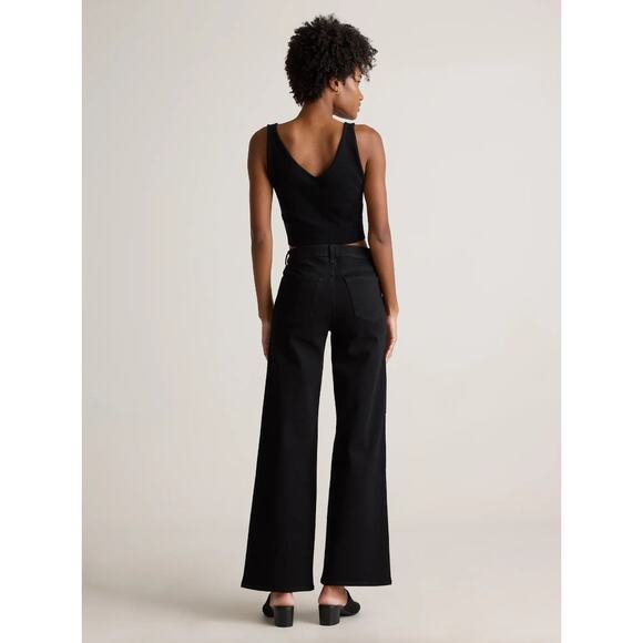 Quince Bella Stretch Wide Leg Jeans in Size 32 Black Y2K Denim Stovepipe Casual - Picture 3 of 6